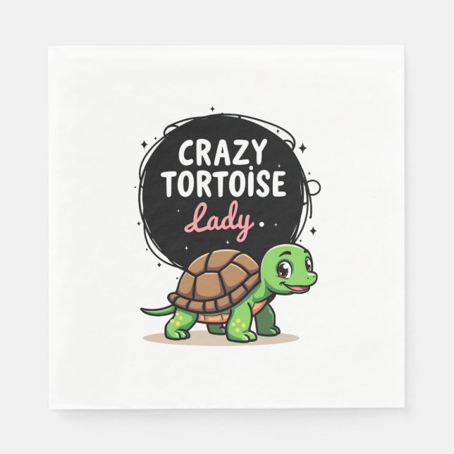 Crazy Tortoise Lady Tortoises Mom Women Turtle (2) Napkin (Front)