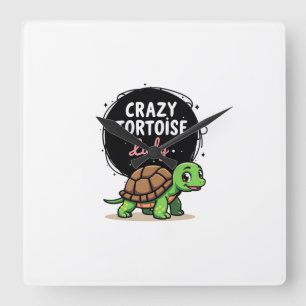 Crazy Tortoise Lady Tortoises Mom Women Turtle (2) Square Wall Clock