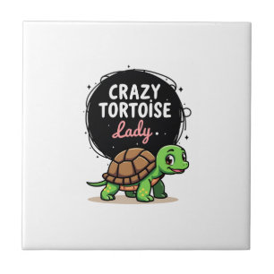 Crazy Tortoise Lady Tortoises Mom Women Turtle (2) Tile