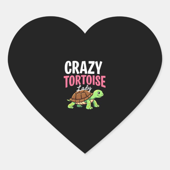 Crazy Tortoise Lady Tortoises Mum Women Turtle (1) Heart Sticker (Front)