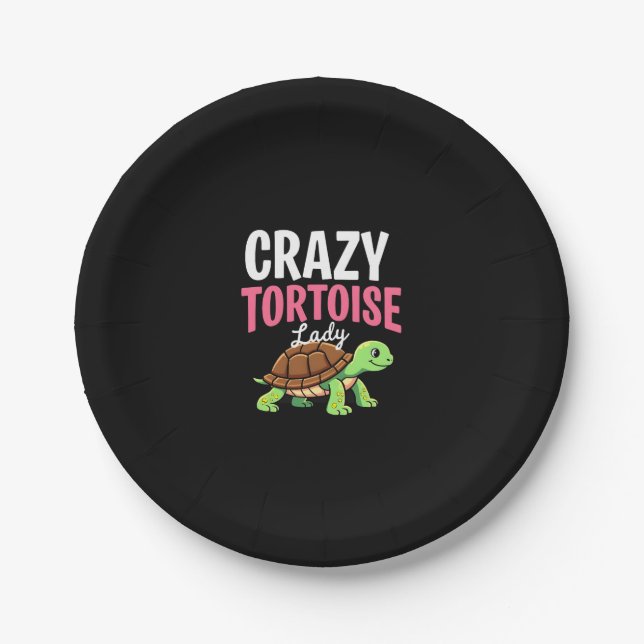 Crazy Tortoise Lady Tortoises Mum Women Turtle (1) Paper Plate (Front)