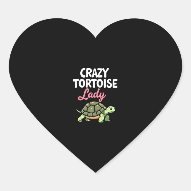 Crazy Tortoise Lady Tortoises Mum Women Turtle (4) Heart Sticker (Front)