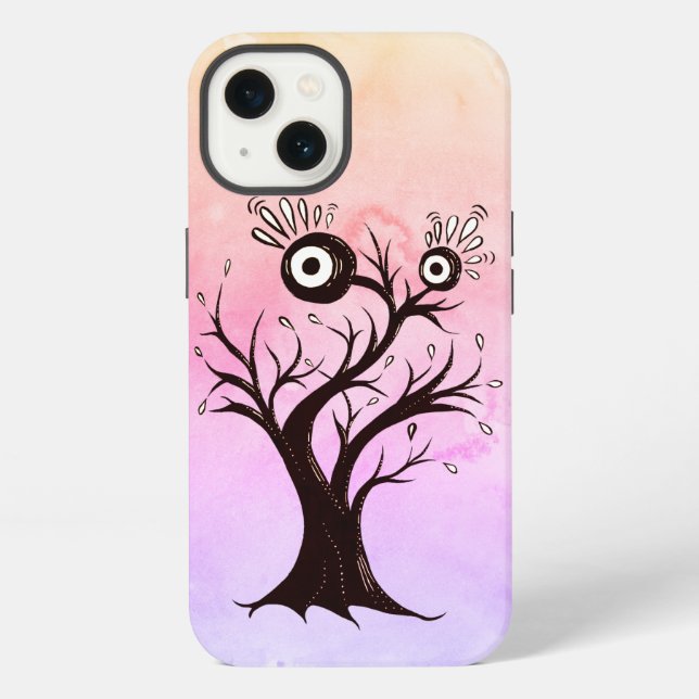Crazy Tree Creature Ink Art Pink Fantasy iPhone Case (Back)