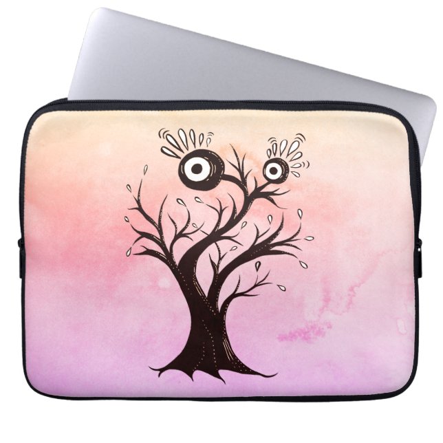 Crazy Tree Creature Ink Art Pink Fantasy Laptop Sleeve (Front)