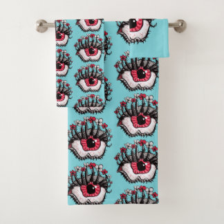 Crazy Trippy Eye Weird Whimsigoth Bath Towel Set