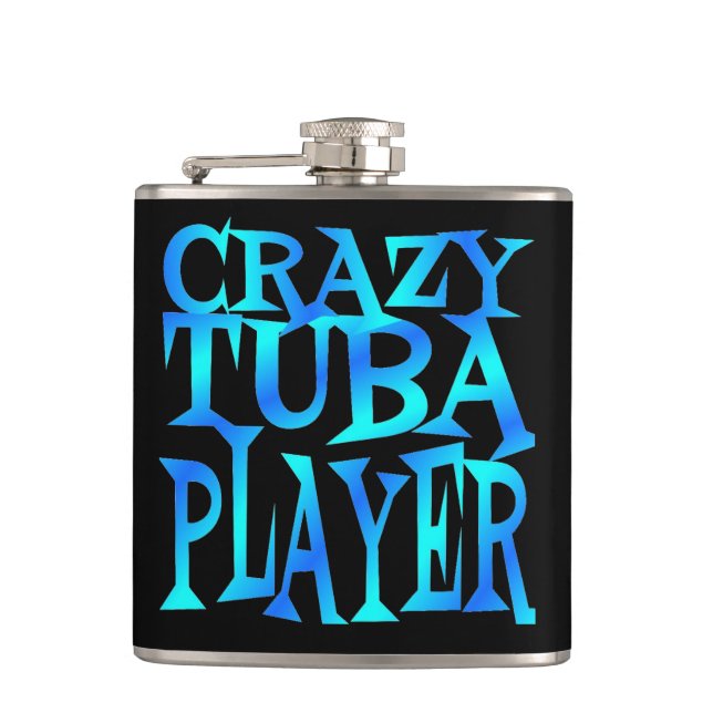 Crazy Tuba Player Hip Flask (Front)