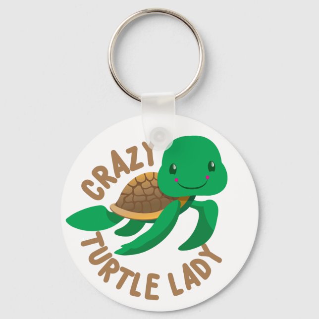 crazy turtle lady circle key ring (Front)