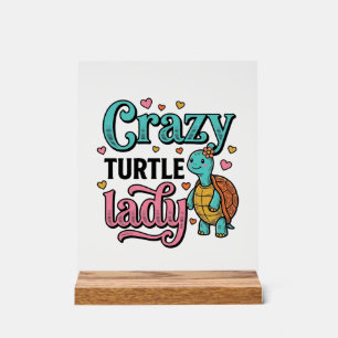 Crazy Turtle Lady Vintage Engraving Design_1 Acrylic Sign