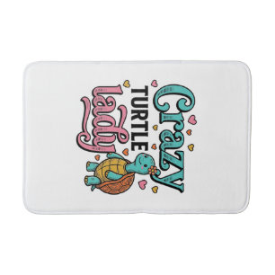 Crazy Turtle Lady Vintage Engraving Design_1 Bath Mat
