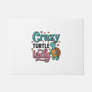 Crazy Turtle Lady Vintage Engraving Design_1 Doormat