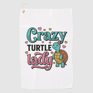 Crazy Turtle Lady Vintage Engraving Design_1 Golf Towel