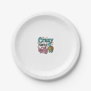 Crazy Turtle Lady Vintage Engraving Design_1 Paper Plate