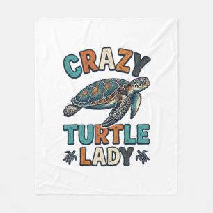 Crazy Turtle Lady Vintage Sea Turtle Shirt Design_ Fleece Blanket