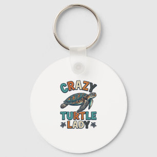 Crazy Turtle Lady Vintage Sea Turtle Shirt Design_ Key Ring