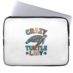 Crazy Turtle Lady Vintage Sea Turtle Shirt Design_ Laptop Sleeve