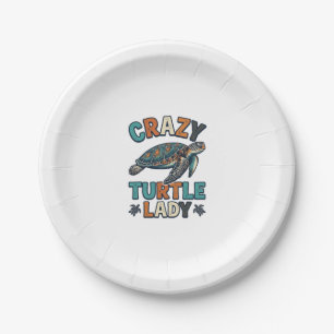 Crazy Turtle Lady Vintage Sea Turtle Shirt Design_ Paper Plate