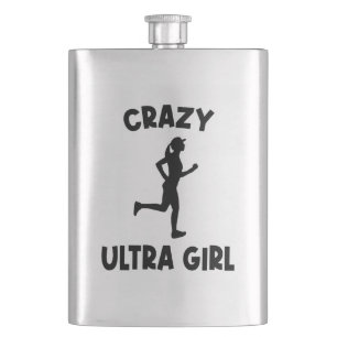 Crazy Ultra Running Girl Hip Flask