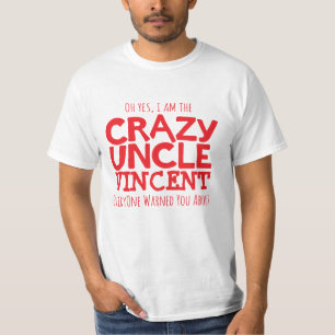 Crazy Uncle named red typographic slogan t-shirt