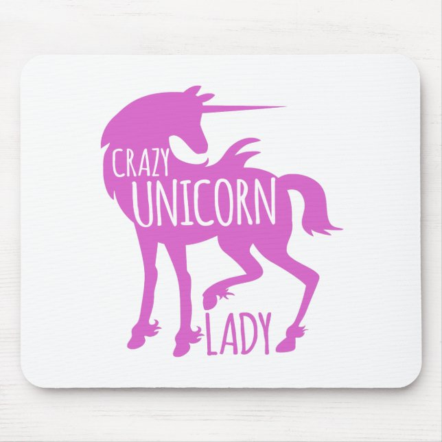 crazy unicorn lady in pink mouse mat (Front)