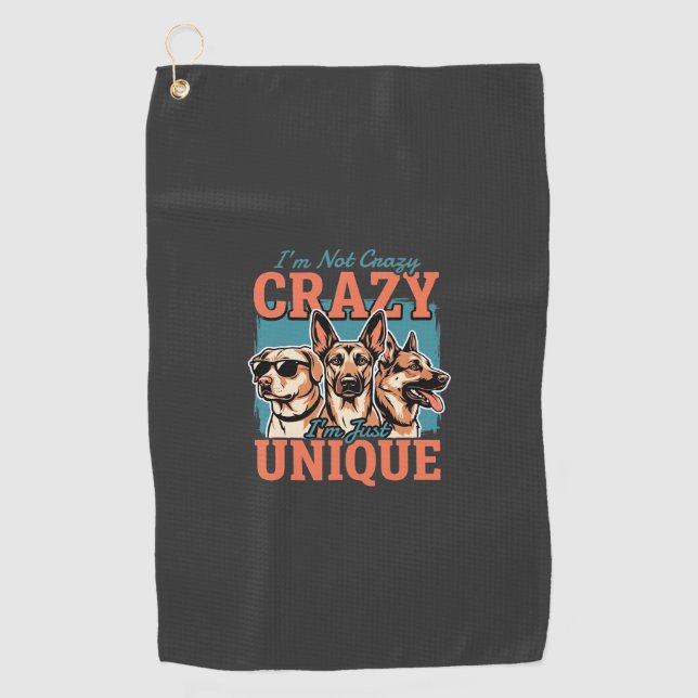 Crazy Unique Dog Lover Golf Towel (Front)