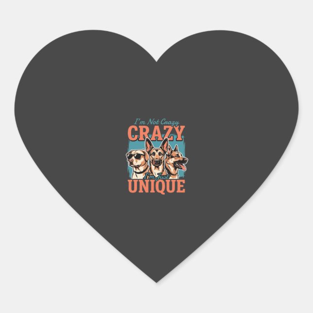 Crazy Unique Dog Lover Heart Sticker (Front)