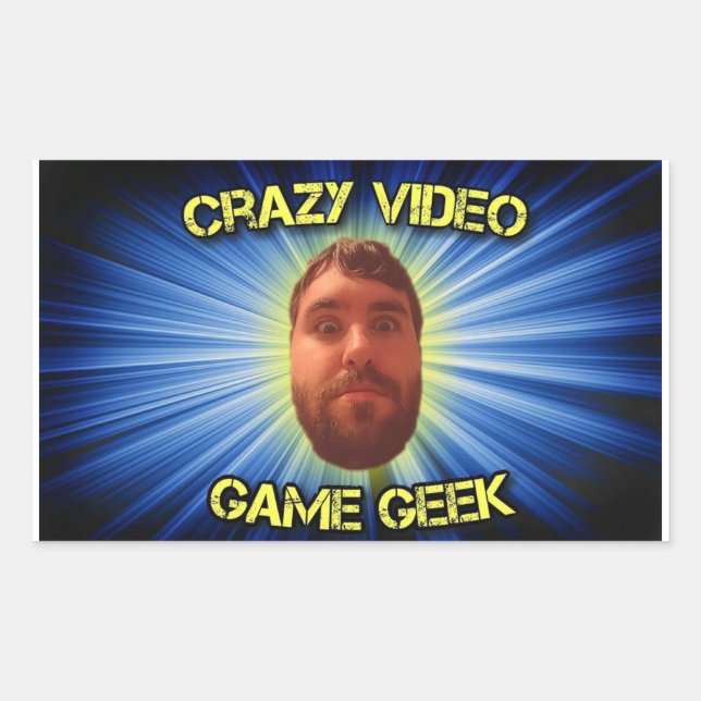 Crazy Video Game Geek Thumbnail Sticker (Front)