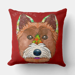 Crazy West Highland White Terrier hand-painted Cushion