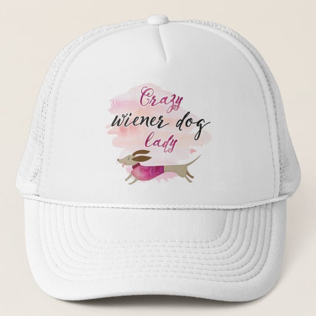 Crazy Wiener Dog Lady Trucker Hat (Front)