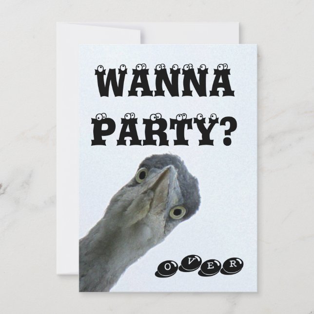 Crazy Wild Bird Party Invitation (Front)
