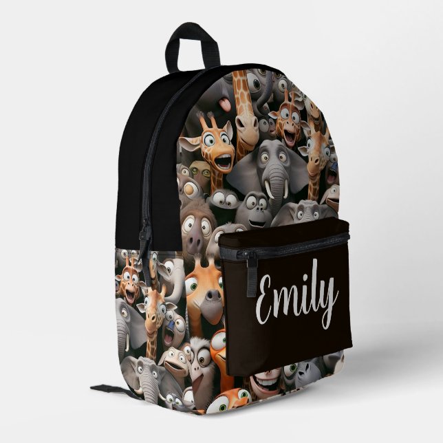 Crazy Wildlife Group  Printed Backpack (Back Corner Left)