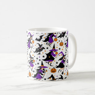 Crazy witch compilation pattern coffee mug