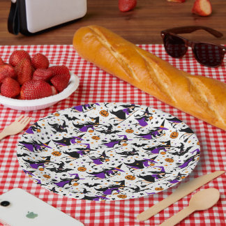Crazy witch compilation pattern paper plate