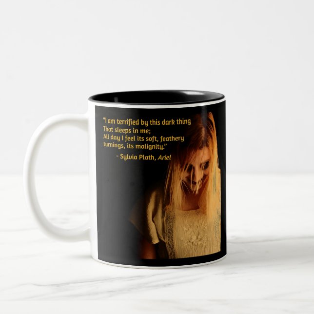 crazy woman Two-Tone coffee mug (Left)
