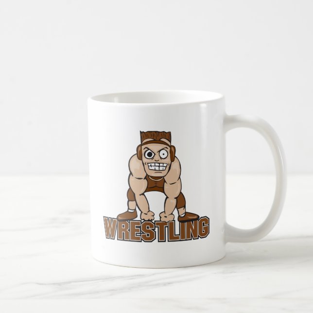 crazy wrestler wrestling design coffee mug (Right)