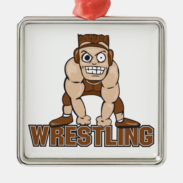 crazy wrestler wrestling design metal tree decoration (Front)