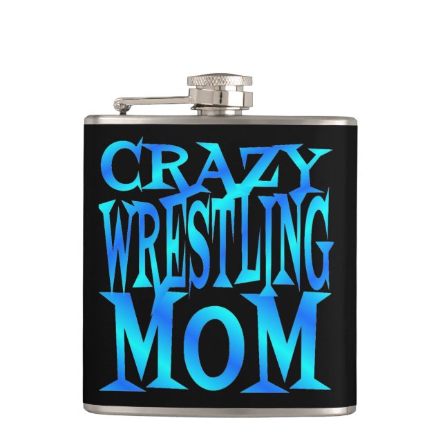 Crazy Wrestling Mum Hip Flask (Front)