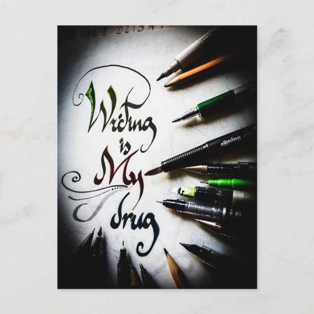 Crazy writer manifesto  postcard (Front)