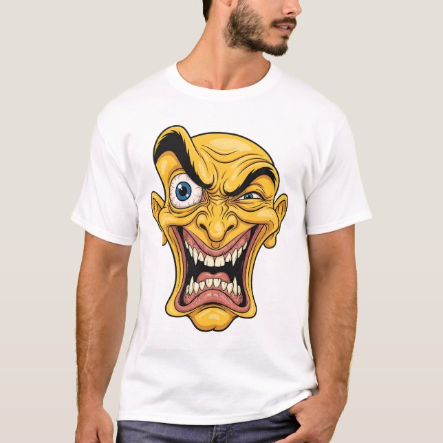 Crazy Yellow Caricature Face T-Shirt (Front)