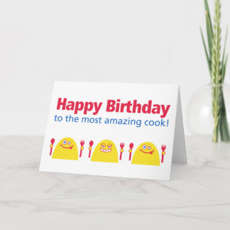 Crazy Yellow Creatures Cooking Birthday Card