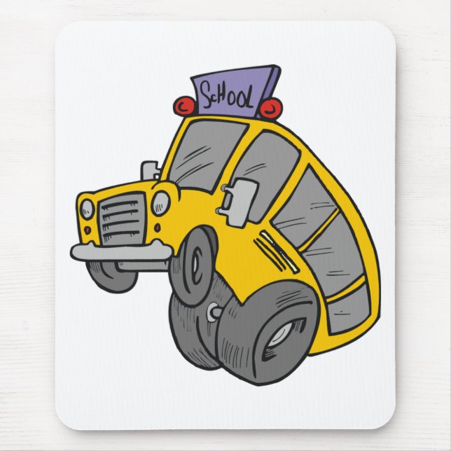 Crazy Yellow School Bus Mouse Mat (Front)