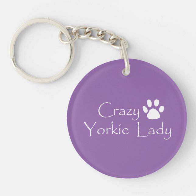Crazy Yorkie Lady Key Ring (Front)