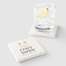 Crazy Yorkie Premium Marble Coaster