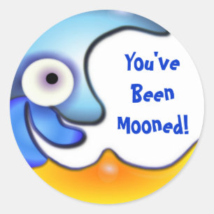 Crazy "You've Been Mooned" Cartoon Sticker