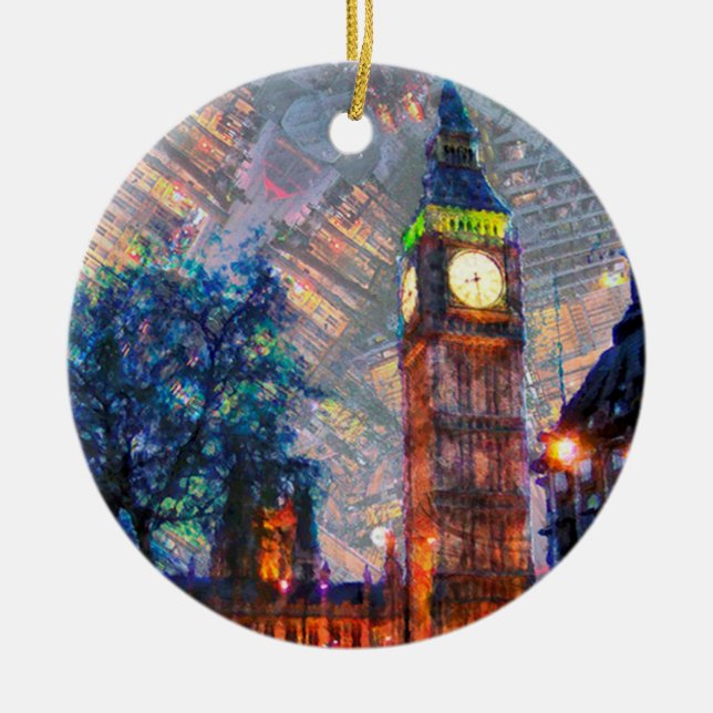 Crcle Ornament-Big Ben Ceramic Tree Decoration (Front)