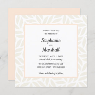 Cream abstract foliage chic modern wedding invitation