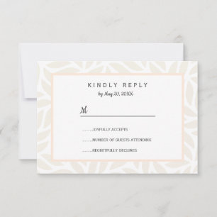 Cream abstract foliage chic Wedding RSVP Card