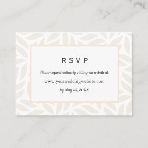Cream abstract foliage Wedding RSVP Online Website Business Card