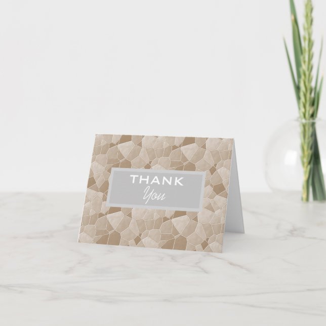 Cream Abstract Thank You Card (Front)