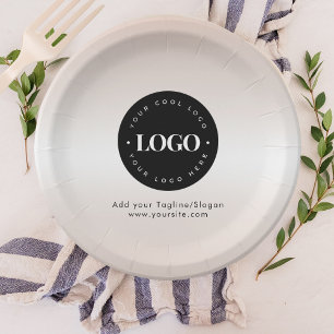 Cream Add Custom Business Company Logo Text Party Paper Plate