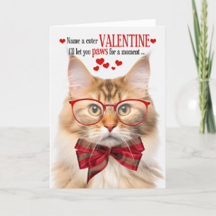 Cream and Apricot Wegie Cat Humour Valentine's Day Holiday Card